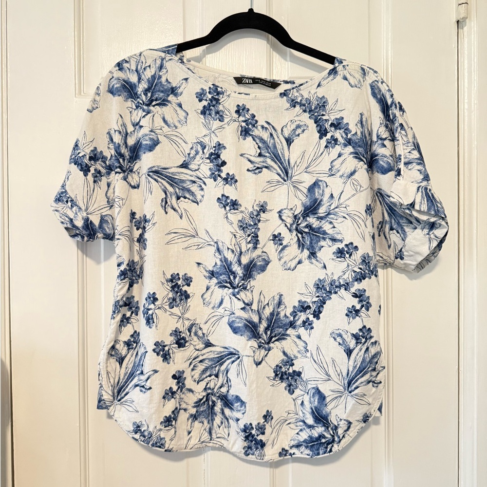 Zara Linen Floral Top